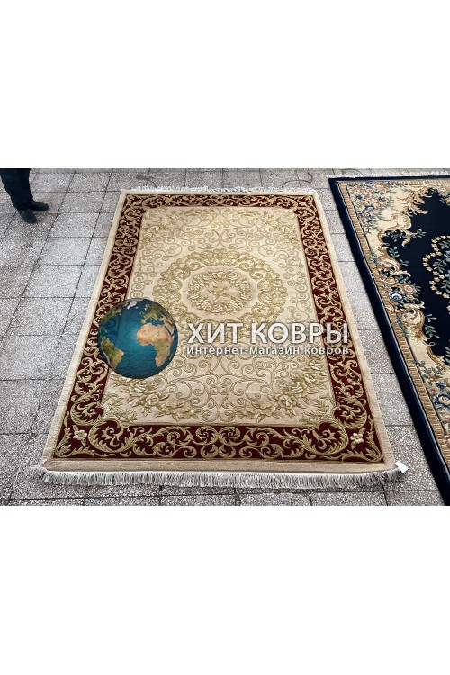 Китайский шерстяной ковер 0054011 Бежевый-красный